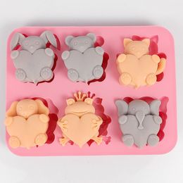 Valentine's Day Animal Rabbit Cat Silicone Soap Mold Kitten Bear Bunny Puppy Love Candle Mould Frog Dog Heart Chocolate Ice Tray