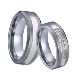Top Quality Love Alliances Tungsten Carbide Jewellery Cz Wedding Rings Set For Couples Men And Women Gifts Silver Colour No Rust5207428