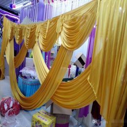 10ftX20ft Ice silk Wedding Decoration Backdrop With Swags Event Banquet Background Curtain Baby Shower Party decor 240W