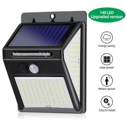 Solar Lamp Outdoor 140 LED Motion Sensor Wall Light Yard Security Lights with 3 Modes IP65 for Step Patio Garden LL