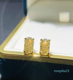 Wong Rain Classic 100 925 Sterling Silver Created Moissanite Citrine Gemstone Earrings Ear Studs Wedding Fine Jewelry3445556