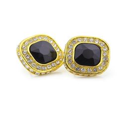 Mens Hip Hop Stud Earrings Jewellery High Quality Fashion Gold Silver Iced Out Blue Ruby Earring4869095