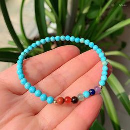 Strand 7 Chakra Stone Bracelets For Women Men 4MM Small Beads Natural Amethysts Turquoises Pink Crystal Bracelet Couple Jewellery Healing