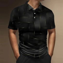Black Golf Shirt For Mens Casual Novelty 3D Print Polo T Plaid Graphic Tees Fashion Short Sleeve TShir 240530