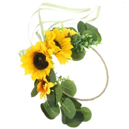Decorative Flowers Countryside Style Door Pendant Wreath Decoration Hanging Sign Rustic Sunflower Spring Garland