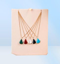 Luxurious quality fan shape pendant necklace in five different Colour nature stone for women wedding Jewellery gift PS809984175995140448