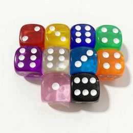 Dice Games 10Pcs Acrylic Transparent 16mm Clear Colour Six Sided Spot D6 Playing Games Dice Set For Bar Pub Club Party Board Game s2452318