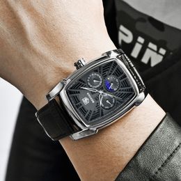 BENYAR Sports Military Men Watches Top Luxury Brand Man Chronograph Quartz-watch Leather Army Male Clock Relogio Masculino 227y