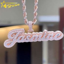 Custom Name Charms 18k Gold Plated Hip Hop Diamond Jewellery 925 Sterling Silver Vvs Moissanite Personalised Name Pendant