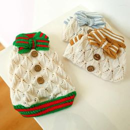 Dog Apparel Pet Knitted Sweater Autumn Winter Medium Small Christmas Clothes Warm Wool Cute Bowknot Kitten Puppy Sweet Pullover Poodle