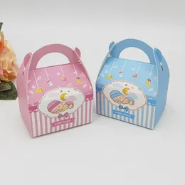 Gift Wrap 10pcs Baby Candy Box Sweet Container Favour And Gifts Boxes With Ribbon Baptism Shower For Birthday Party
