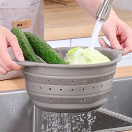 Silicone Folding Drain Basket Fruit and Vegetable Washing Basket Foldable Strainer High Temperature Resistance 240531