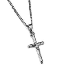18k Gold Silver Mens Cross Necklace Charm Jesus Pendant Necklaces High Quality Fashion Hip Hop Jewelry Stainless Steel Chain Trend1774232