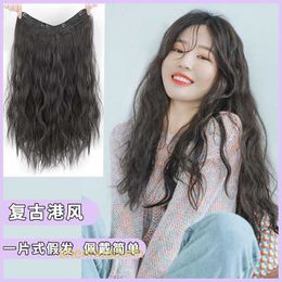 Loose Deep Wave Lace Human Hair Wigs Wig female curly hair piece long hair piece one piece traceless invisible water ripple simulation patch hair increase fluffy wig p