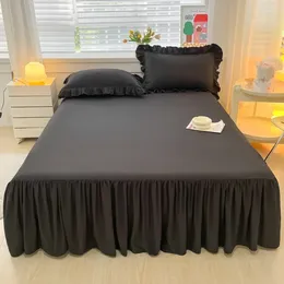 Bed Skirt Princess Wind Solid Colour Washed Cotton Girl Korean Double Duvet Cover 1.5/1.8 Simplicity