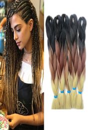 Kanekalon Braiding Hair Dark Brown Colour 27 Three Tone Ombre Braiding Hair for Box Braids High Temperature Fibre Crochet 241850943