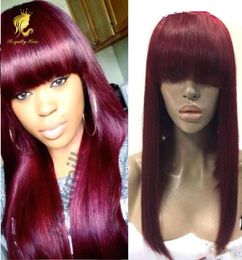 Pure 99J 13x6 Lace Front Human Hair Wigs Women Straight Burgundy Lace Front Wig Sensational Lace Tint Wigs Brazilian Hair Remy7242971