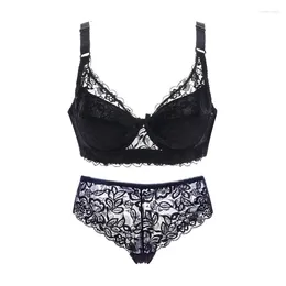 Bras Sets Sexy Set Lace Panty Thin Brief Plus Size 75-105BCD Bra Women Bralette Push Up Brassiere Girl Top BH Lingerie Intimates