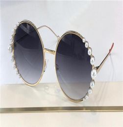 new fashion design sunglasses 0295s round metal frame inlaid with pearls top quality popular avantgarde style uv400 protective gla8349747