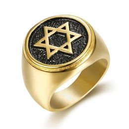 Judaism Hexagram Star of David Rings 14K Gold Mens Rings Israel Jewish Jewellery Birthday Gift