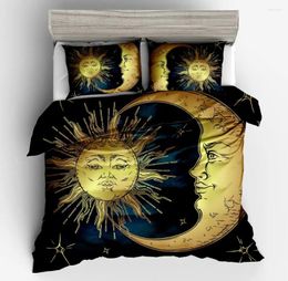 Bedding Sets Fashion Beautiful Stars 3D Yellow Black Blue Sun Moon Duvet Cover Pillowcase Twin Full Queen King Size High Quality Set