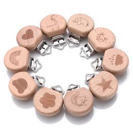 5PCS Pacify Toys 50Pcs/Lot Baby Wooden Pattern Teether Clip Pacifier Dummy Clip For Chew Nursing Toys DIY Baby Pacifier Nipple Chain Wholesale
