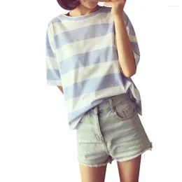 Women's Polos Fashion Womens Stripe Printing Loose Short Sleeve Sweatshirt Tops Casual T-Shirt