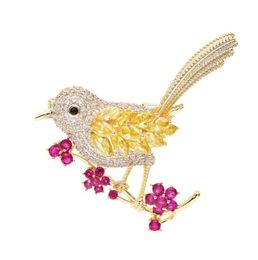 Brand Korean Christmas luxury cute bird highend brooch temperament women shiny zircon 18k gold brooch sweater coat pins accessori4656953