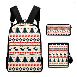 Backpack Harajuku Cool Christmas 3D Print 3pcs/Set Pupil School Bags Laptop Daypack Inclined Shoulder Bag Pencil Case