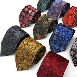 Bow Ties 8cm Fashion Paisley Flower Geometric Polyester Men's Tie Suit Necktie For Business Wedding Casual Party Accessories