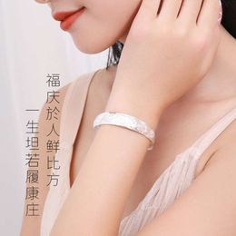 Gift to Mom: 999 Fu Zi Pure Silver Bracelet with Full Silver, Push Pull Solid Bracelet, Authentic Mother's Day Birthday Star Birthday Gift
