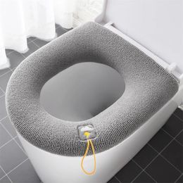 Toilet Seat Covers Winter Warm Cover With Handle Soft O-shape Washable Bathroom Pad Universal Accessories