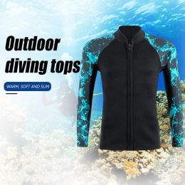 Neoprene Diving Surfing Suit Top Long Sleeve Diving Skin Clothes Cold Proof with Zipper Elastic Anti-scratch Outdoor Accessories