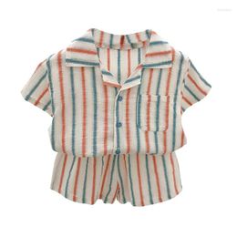 Clothing Sets Summer Girls Stripe Vest Skirt Cotton And Linen Sweat Boy Shorts T-shirt