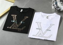 Early spring 2022 new Colour block letter logo Short Sleeve Tee double strand fine cotton fabric black and white ss1w3994888258
