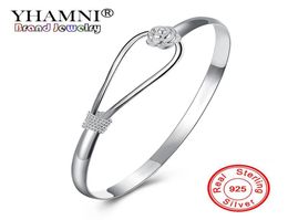 YHAMNI Brand 925 Silver Plated Bracelet Bangle For Women With S925 Stamp Romantic Cherry Flower Sterling Silver Bangle B1797348932