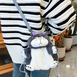 Plush Backpacks Kawaii Lucifer Cat Womens Plush Shoulder Bag Cartoon Anime Cinderella Portable Lucifer Drawstring with Pocket Bag Girl Gift Y240530NCV6