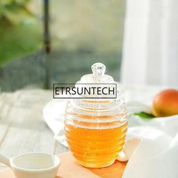 Storage Bottles 60pcs Honey Jar With Dipper And Lid Transparent Plastic Beehive Pot For Home Kitchen Clear Household Bottle