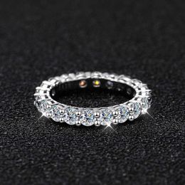 Band Rings COSYA 22 Ct Full Moissanite Row Rings For Women 925 Sterling Silver D White Gold Diamond Rings Eternity Wedding Fine Jewellery AA230417