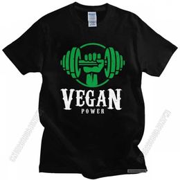 Men's T-Shirts Novelty Vegan Power Tshirt Men Soft Fabric Graphic Powered By Plants T-Shirt Fitted 100% Cotton T Shirt Strtwear G240529