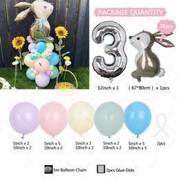 35PCS Easter Theme Rabbit Foil Globos Coloured Latex Balloons Set for Spring Summer Wedding Backdrop Kids Birthday Party Decor