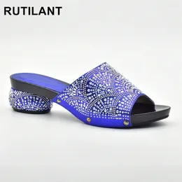 Dress Shoes Latest Blue Colour Women Elegant Pumps Arrival Ladies Wedding Decorated With Rhinestone Italian For Party