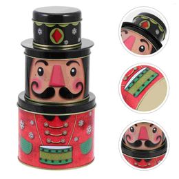 Storage Bottles Christmas Metal Tins Xmas Candy Box Gift Container Red Wrapping For Holiday Party Supplies Tea Cookie