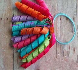 3quot short O Akorker tassel curly ribbons ponytail holders hairband corker streamers hair ties elastic hair rope accessories P1204623