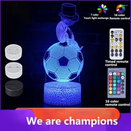 Table Lamps Football Team Logo Series Ornament Acrylic 3D Remote Control Light Creative Seven Colour LED Touch Desk Gift