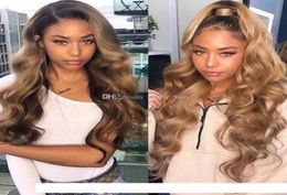 Brazilian human full lace hair wigs 1bt 27 honey blonde bleached knots lace front human hair wigs with baby hair no shedding5027729114019