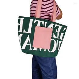 Shopping Bags Gentlewoman Letters Retro Canvas Women Shoulder Shopper Vintage Green Cloth Handbag Large Capacity Eco