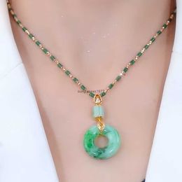 20242023 New Mother and Child Buckle Safety Diversity Drifting Green Donut Pendant Necklace Versatile Clothing 1