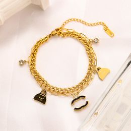 Luxury Design Chain Bangles Brand C-Letter Bracelet Chain Famous Women 18K Gold Plated Wristband Link Chain Gifts Jewerlry Accessories
