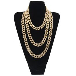 Hip Hop Bling Fashion Chains Jewellery Mens Gold Silver Miami Cuban Link Chain Necklaces Diamond Iced Out Chian Necklaces 291p